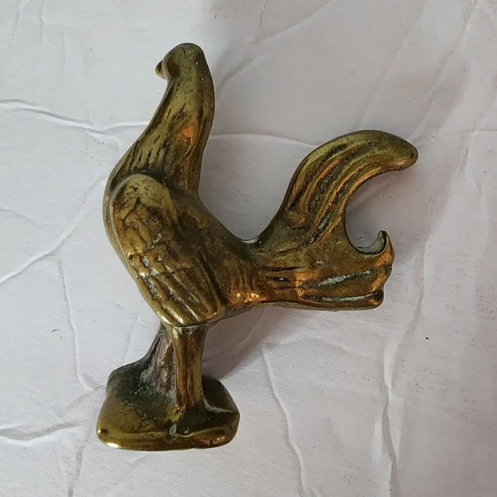 Vintage Mid-Century Hollywood Regency SOLID BRASS rooster figurine bottle opener